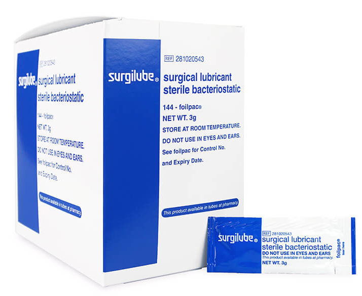 Surgilube Surgical Lubricant 144 count box - 3g single use packets